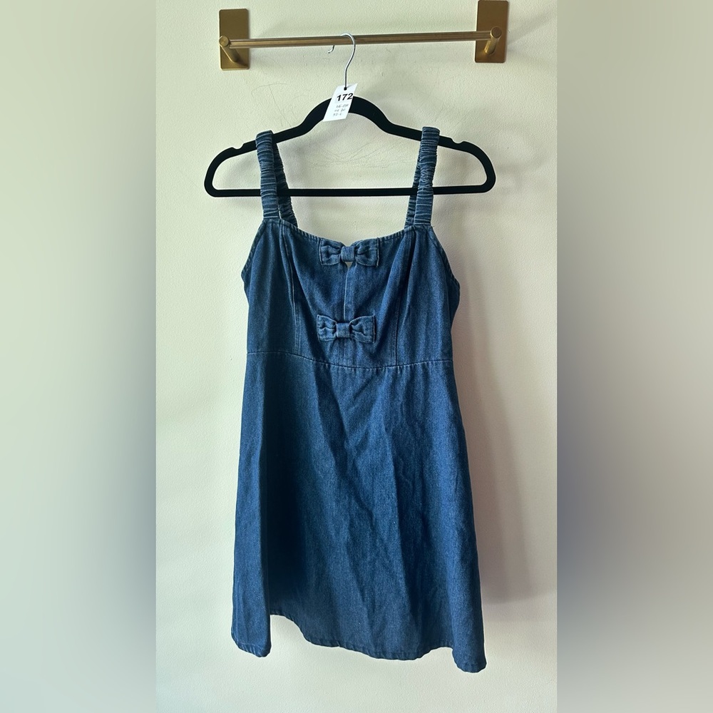 172. Day + Moon bow denim mini dress. Medium